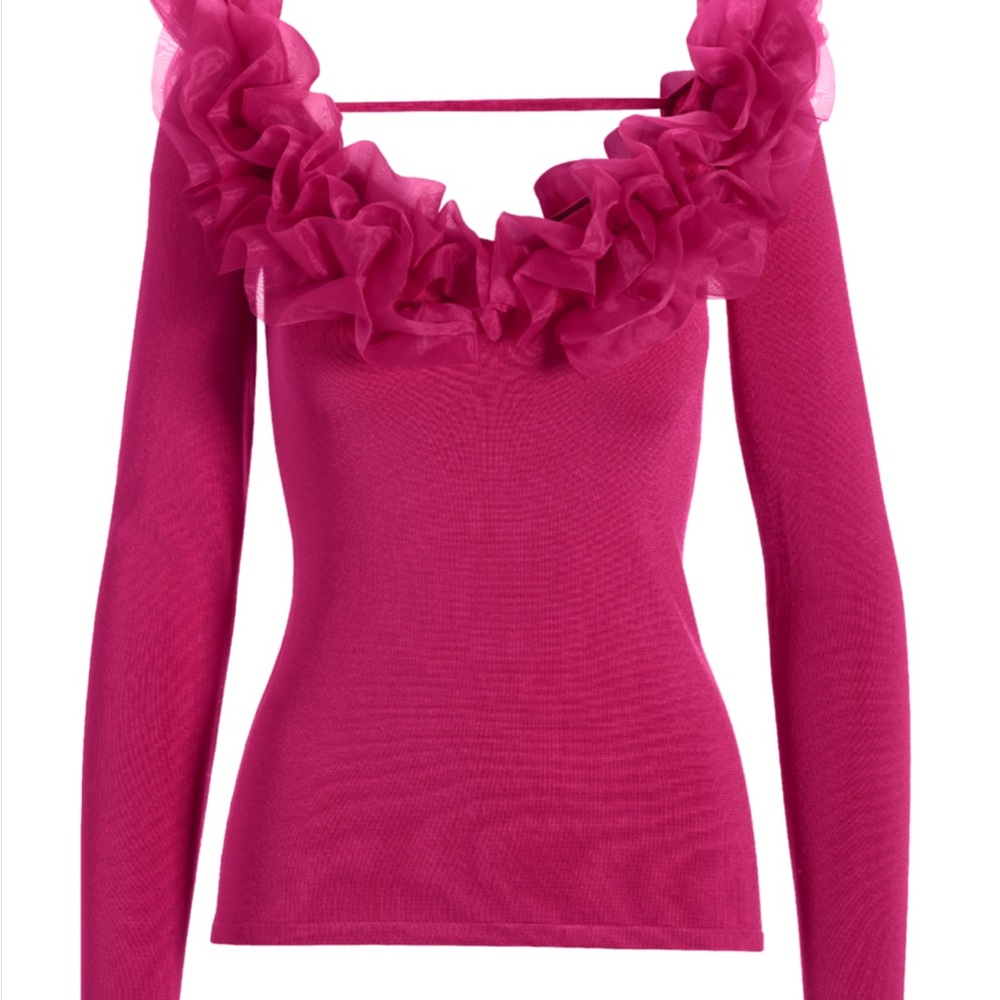 Boston Proper Ruffled Pink Blouse NWT